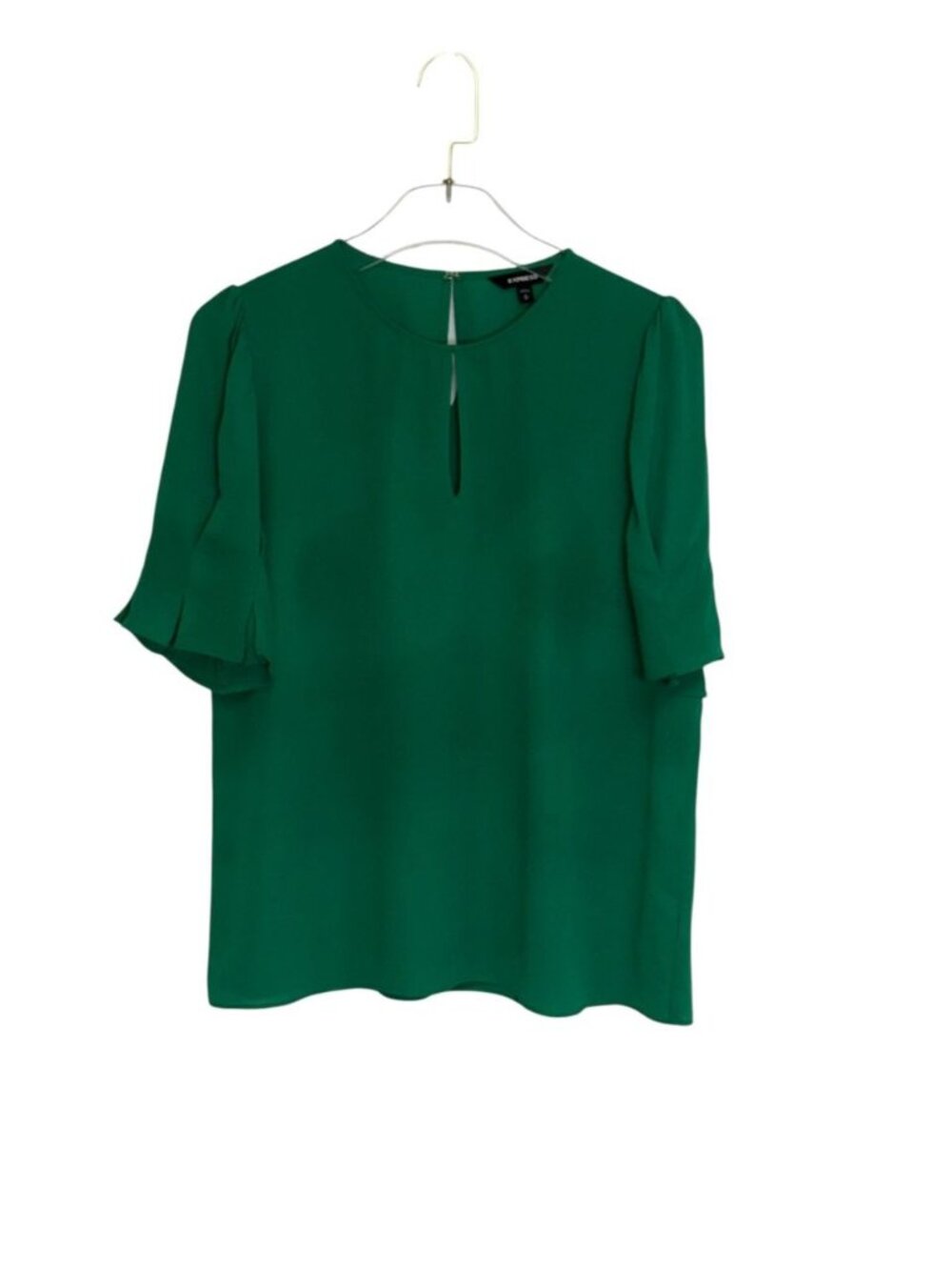 Express Kelly Green Flutter Sleeve Blouse Top Medium